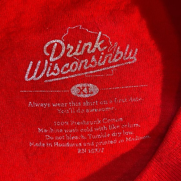 Drink Wisconsibly Red Tee Shirt - Picture 3 of 3